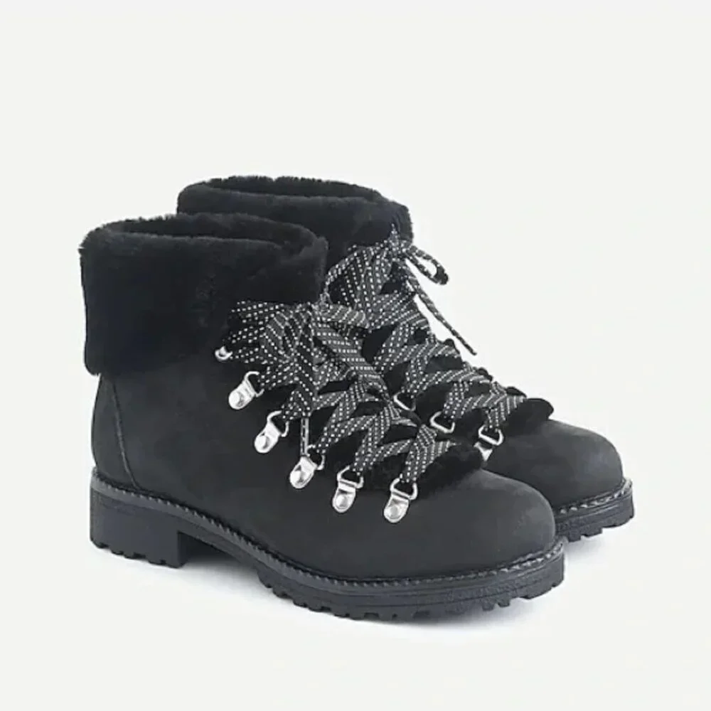 J.Crew Black Leather Nordic Winter Boot, size 9